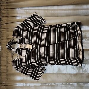 Cato Women's Black & White Stripe halter top straps Short Sleeve Shirt 22/24
